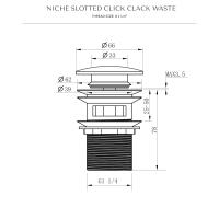 Niche Brushed Gunmetal Slotted Click Clack Basin Waste